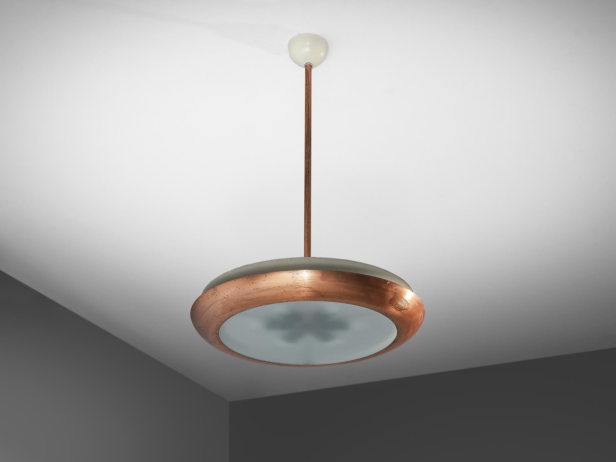 Josef Hurka for Napako Pendant Ceiling Light in Copper and Glass 5