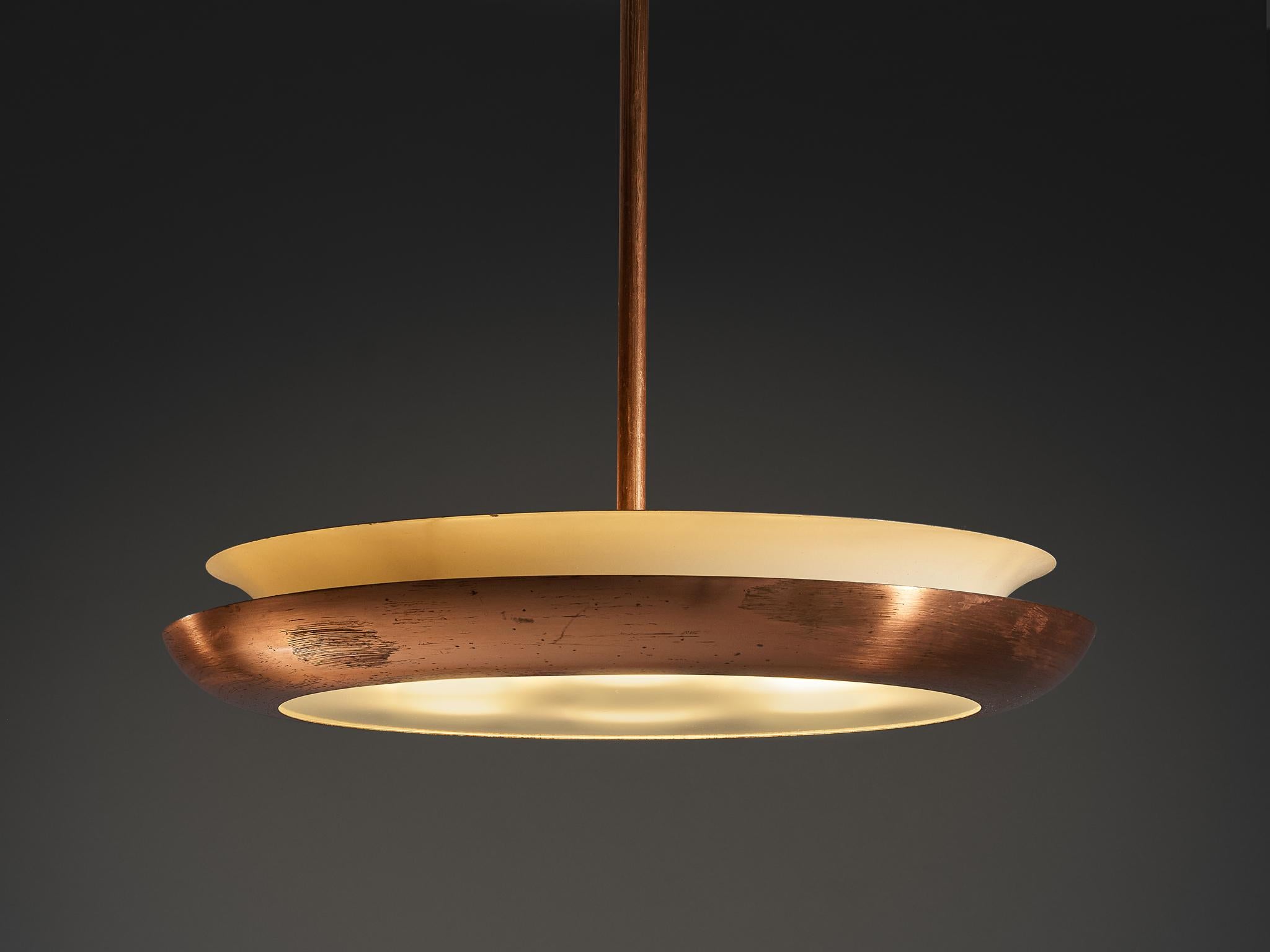 Josef Hurka for Napako Pendant Ceiling Light in Copper and Glass 2