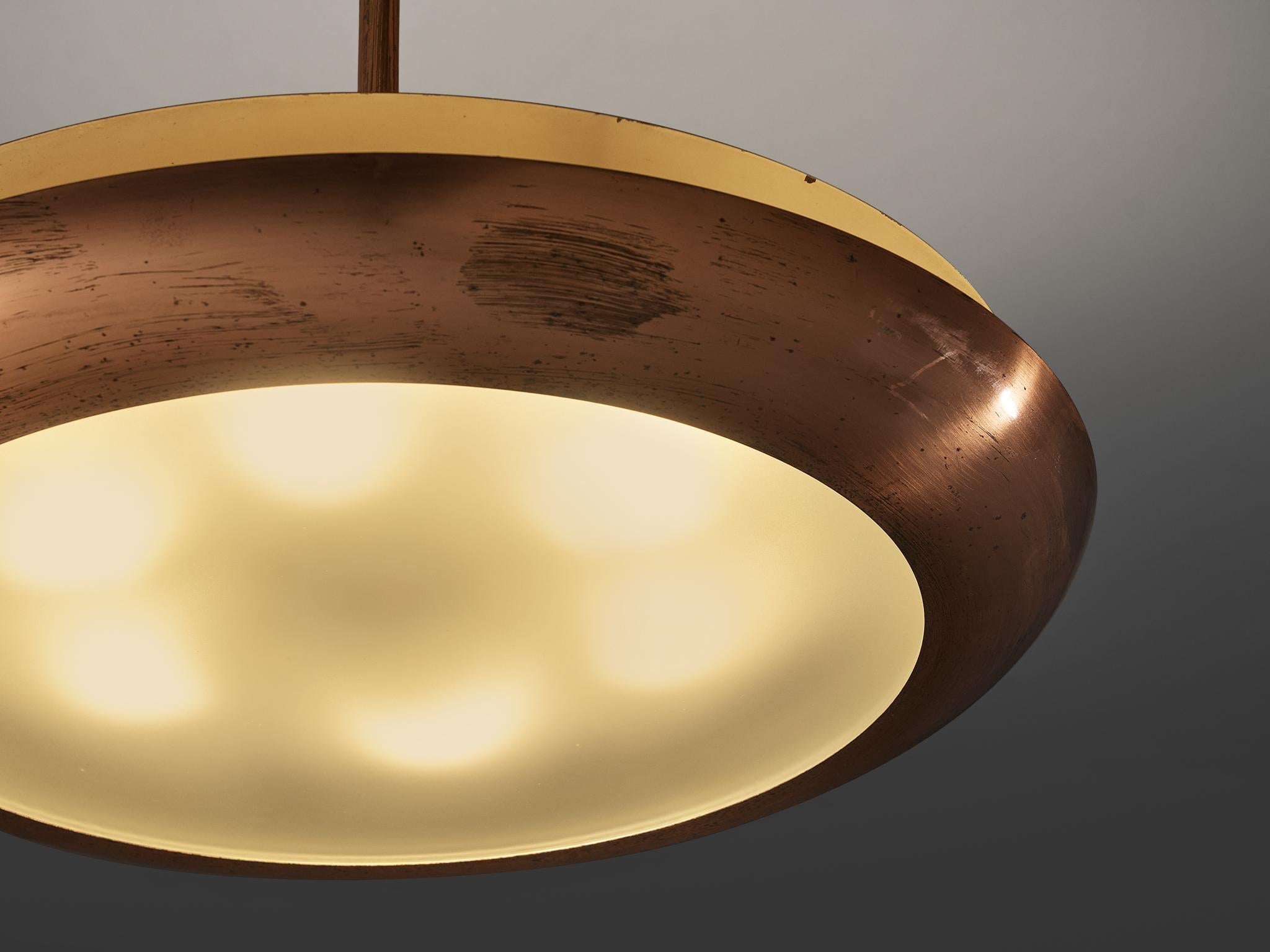 Josef Hurka for Napako Pendant Ceiling Light in Copper and Glass 4