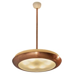 Josef Hurka for Napako Pendant Ceiling Light in Copper and Glass