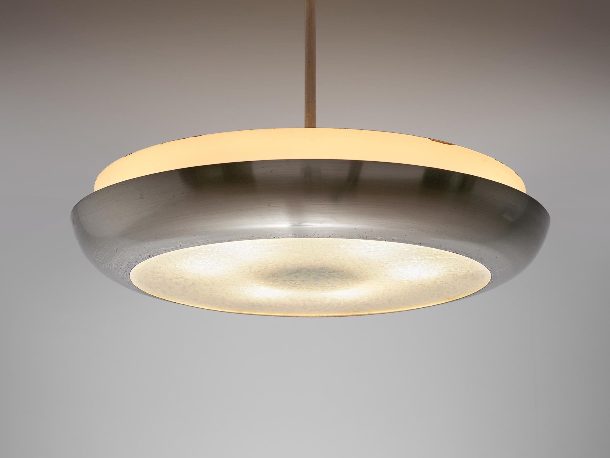 Mid-Century Modern Josef Hurka for Napako Round Pendant Lamp in Silver