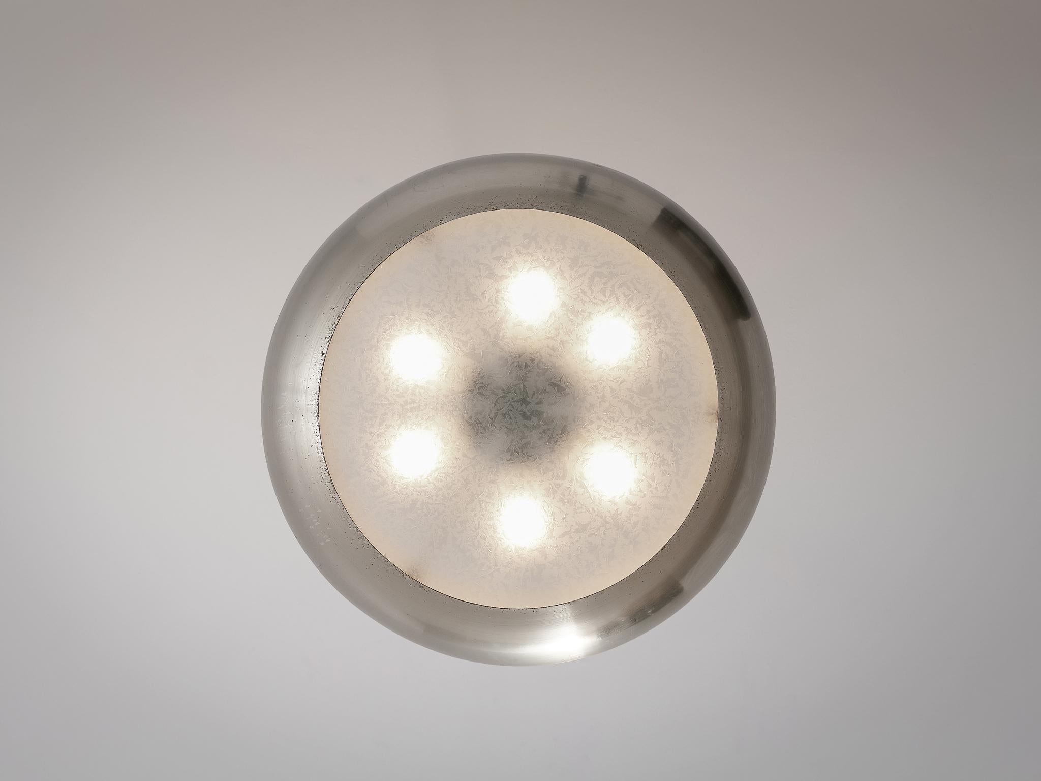 Brass Josef Hurka for Napako Round Pendant Lamp in Silver