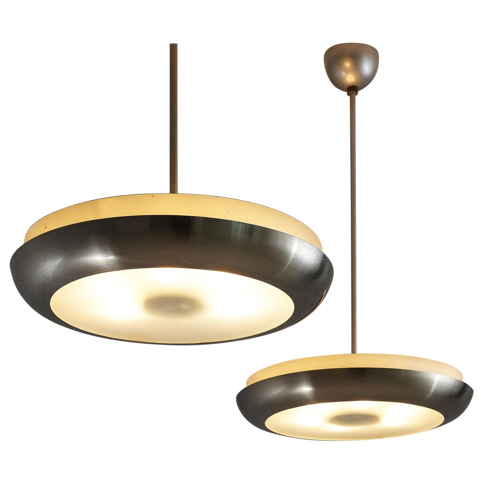 Josef Hurka for Napako Round Pendant Lamp in Silver