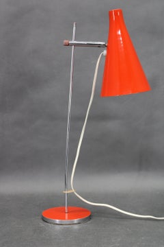 Josef Hurka Red Chrome Table Lamp, Czechoslovakia 1970s