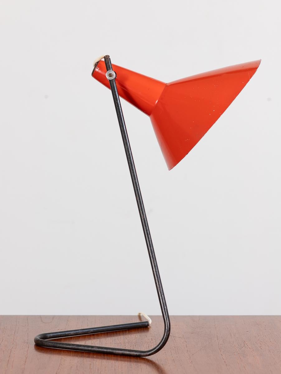 Czech Josef Hurka Red Industrial Desk Lamp For Sale