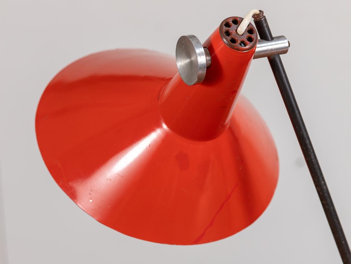 20th Century Josef Hurka Red Industrial Desk Lamp For Sale
