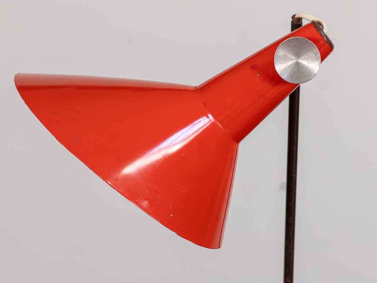 Metal Josef Hurka Red Industrial Desk Lamp For Sale