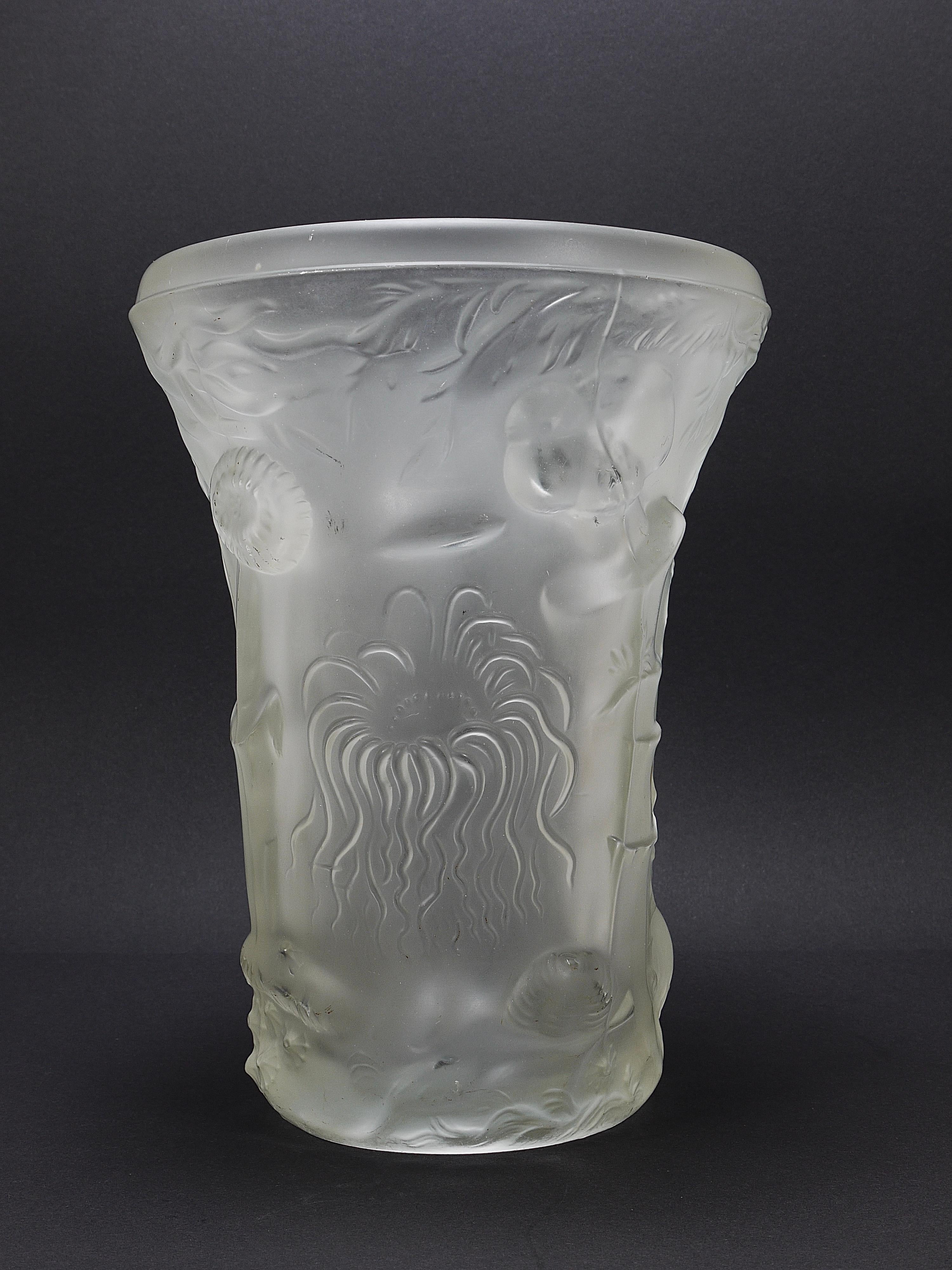 Josef Inwald Art Deco Large Aquarium Art Glass Barolac Vase, Bohemia, 1930s For Sale 6
