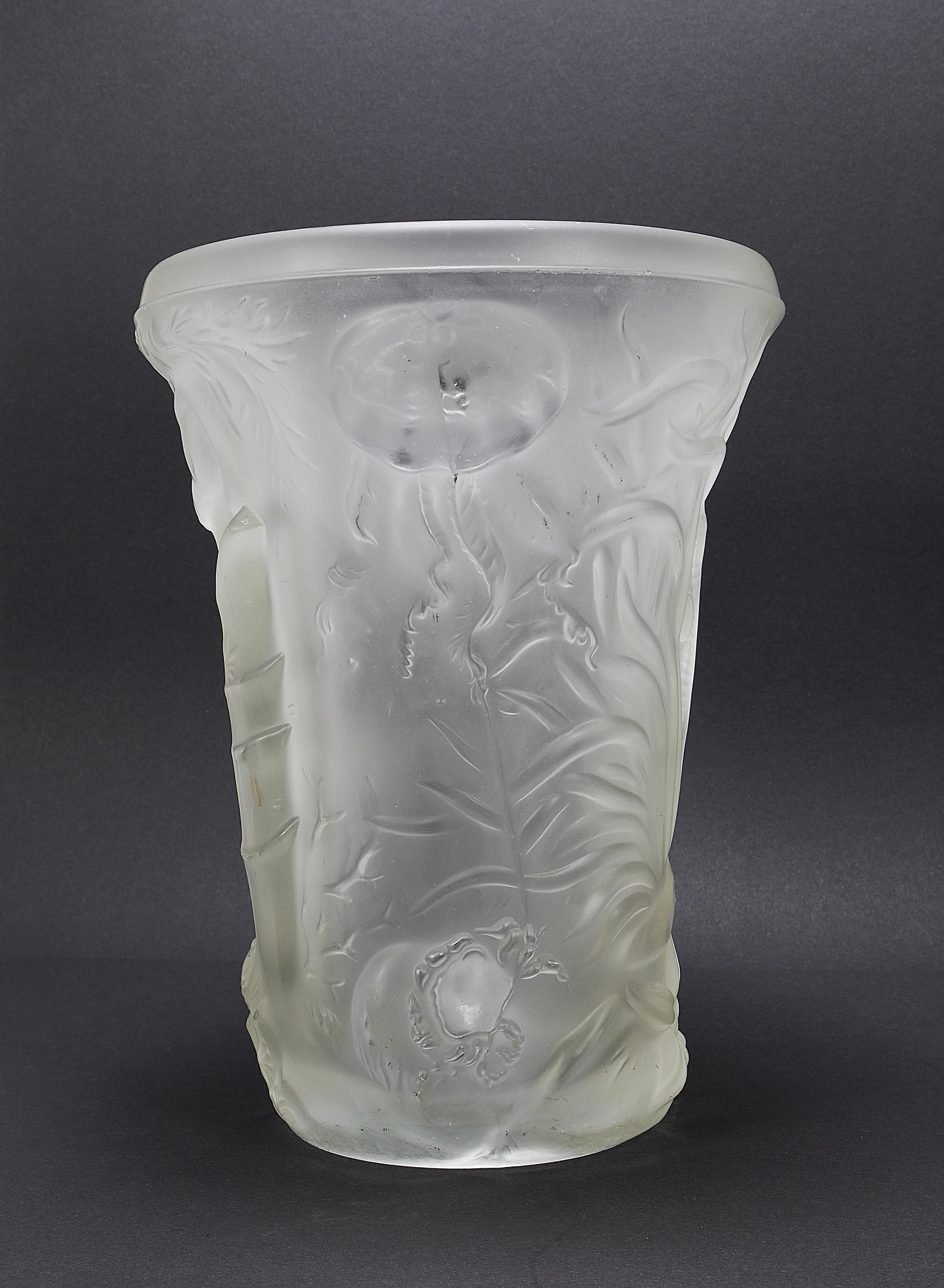 Josef Inwald Art déco Grand vase Barolac en verre d'art aquarium, Bohemia, années 1930 en vente 7
