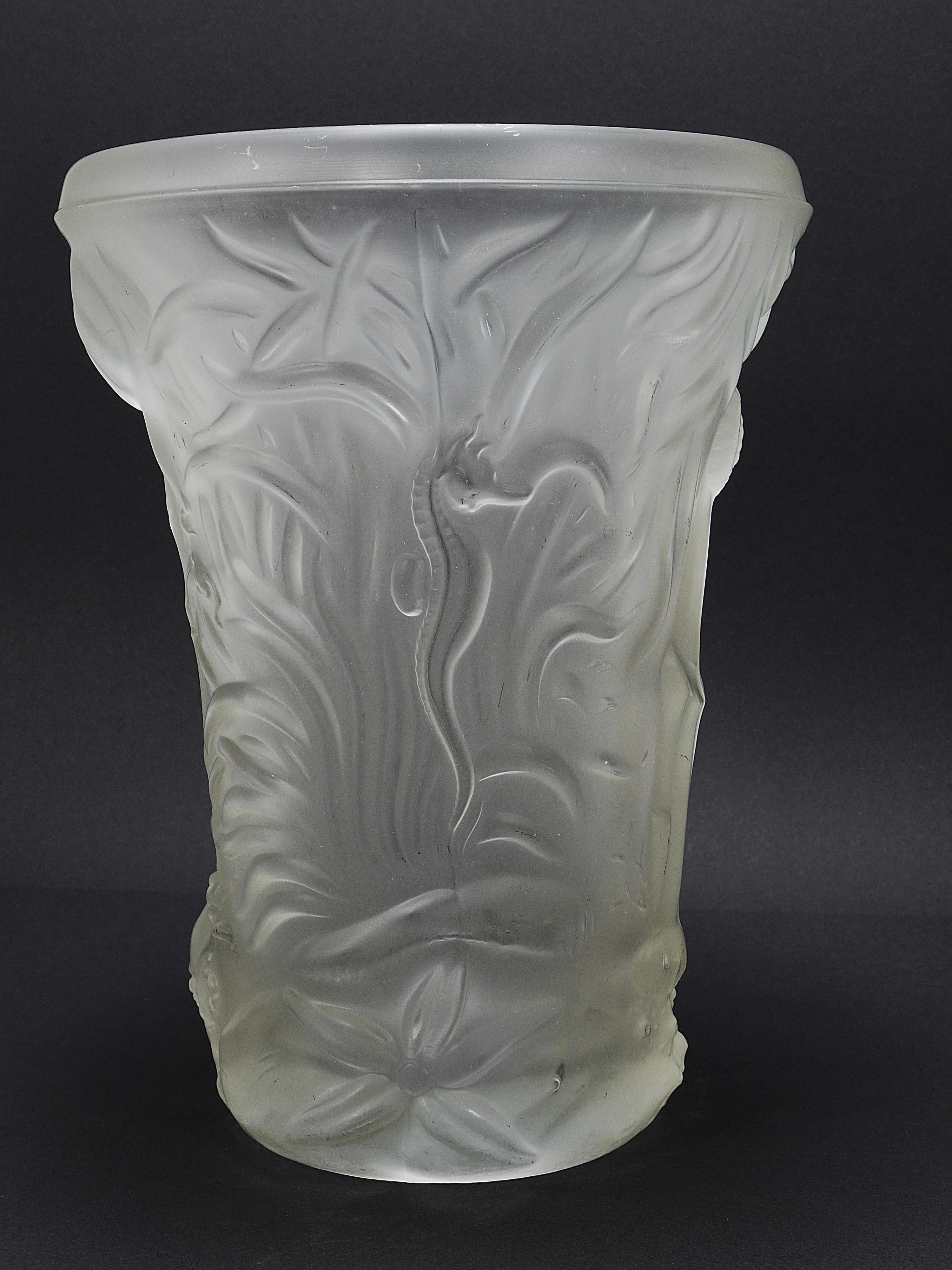 Josef Inwald Art déco Grand vase Barolac en verre d'art aquarium, Bohemia, années 1930 en vente 9