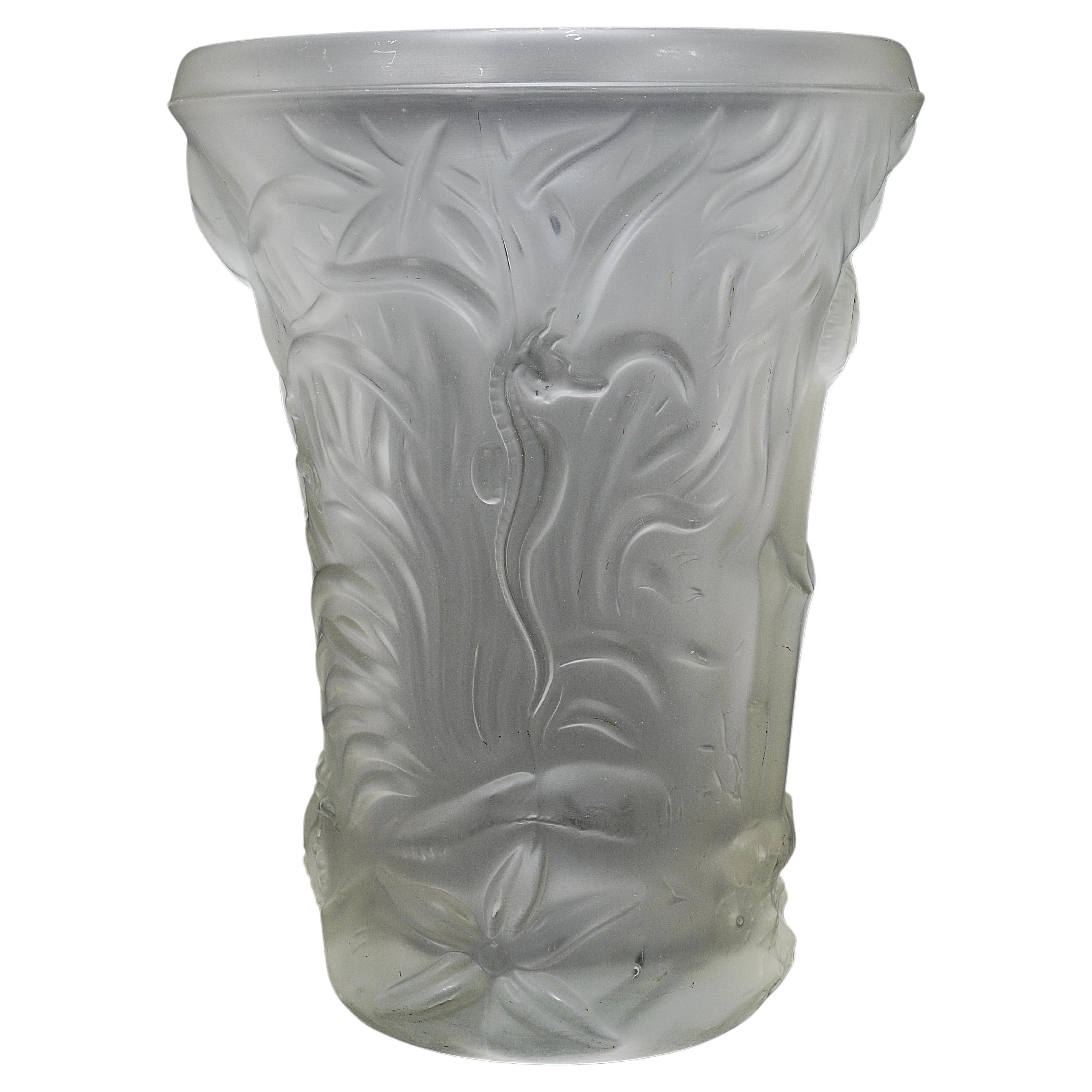 Josef Inwald Art Deco Großes Aquarium Kunstglas Barolac Vase, Bohemia, 1930er Jahre