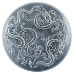 Josef Inwald, large art glass bowl in Barolac glass, with oriental style dragons