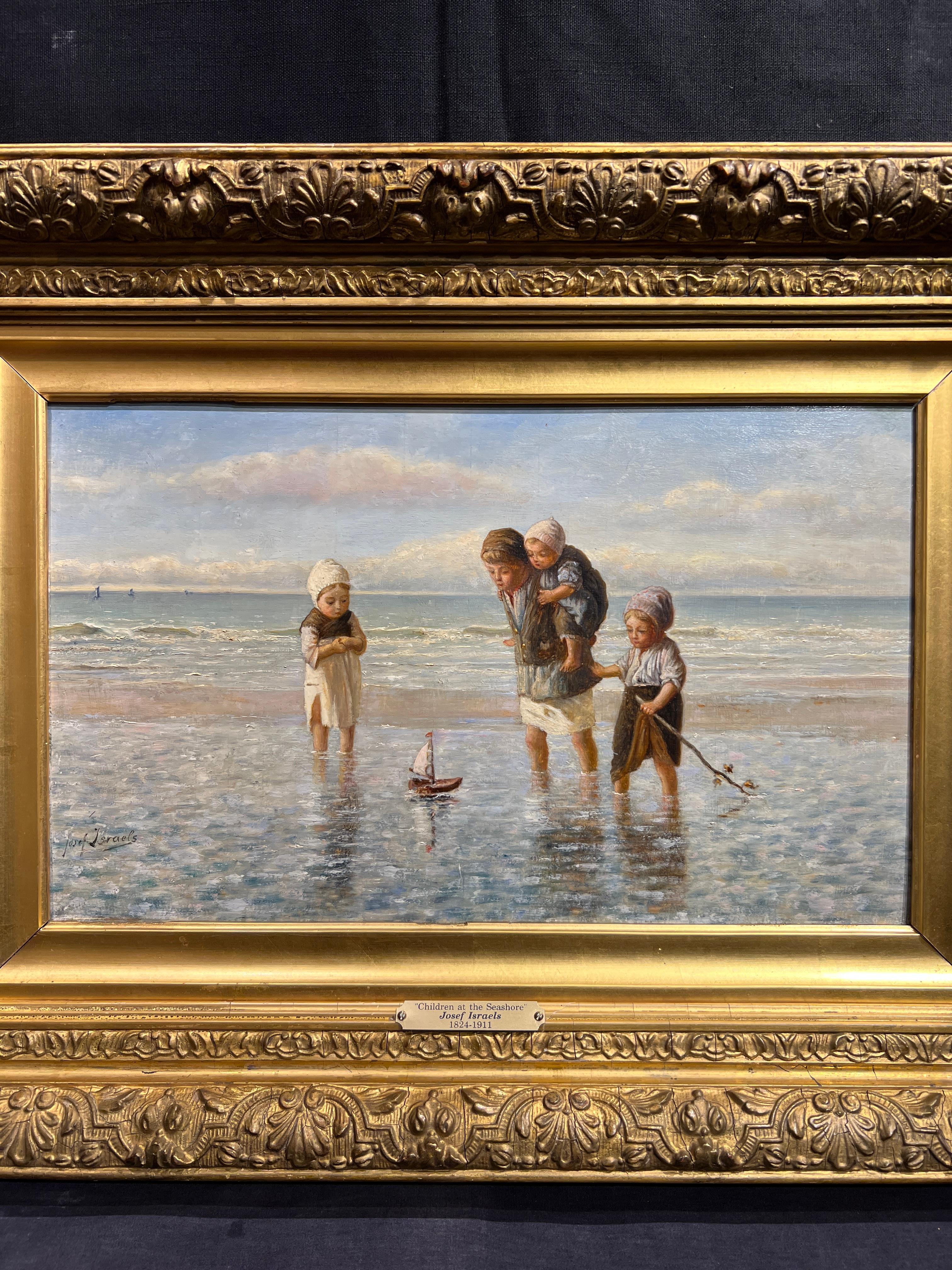 Kinder am Meeresstrand (Realismus), Painting, von Josef Israels