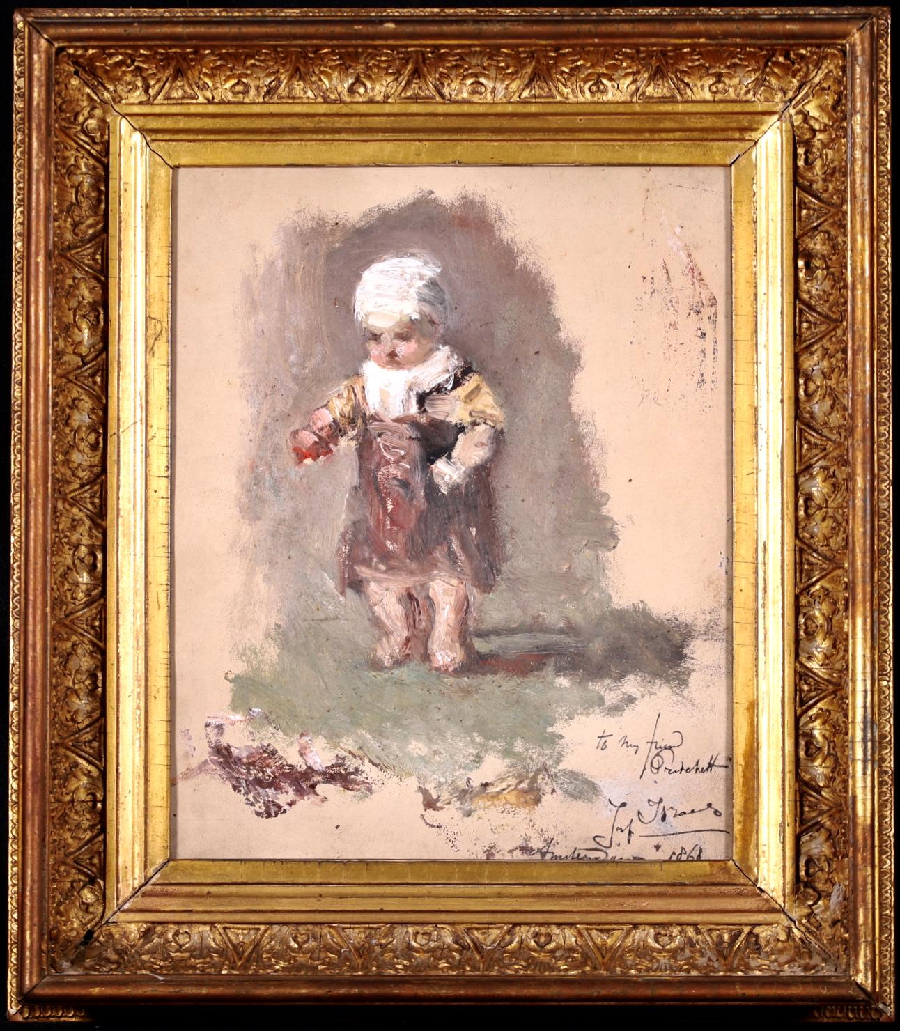 Portrait of Marian Pritchett - Hague School Oil, Child by Jozef Israels - Painting by Josef Israels