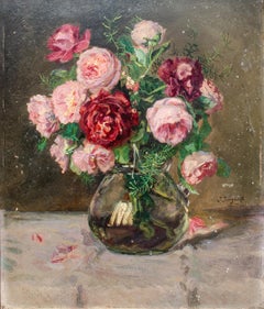 Naturaleza muerta de rosas del impresionista vienés Josef Jungwirth, 1921