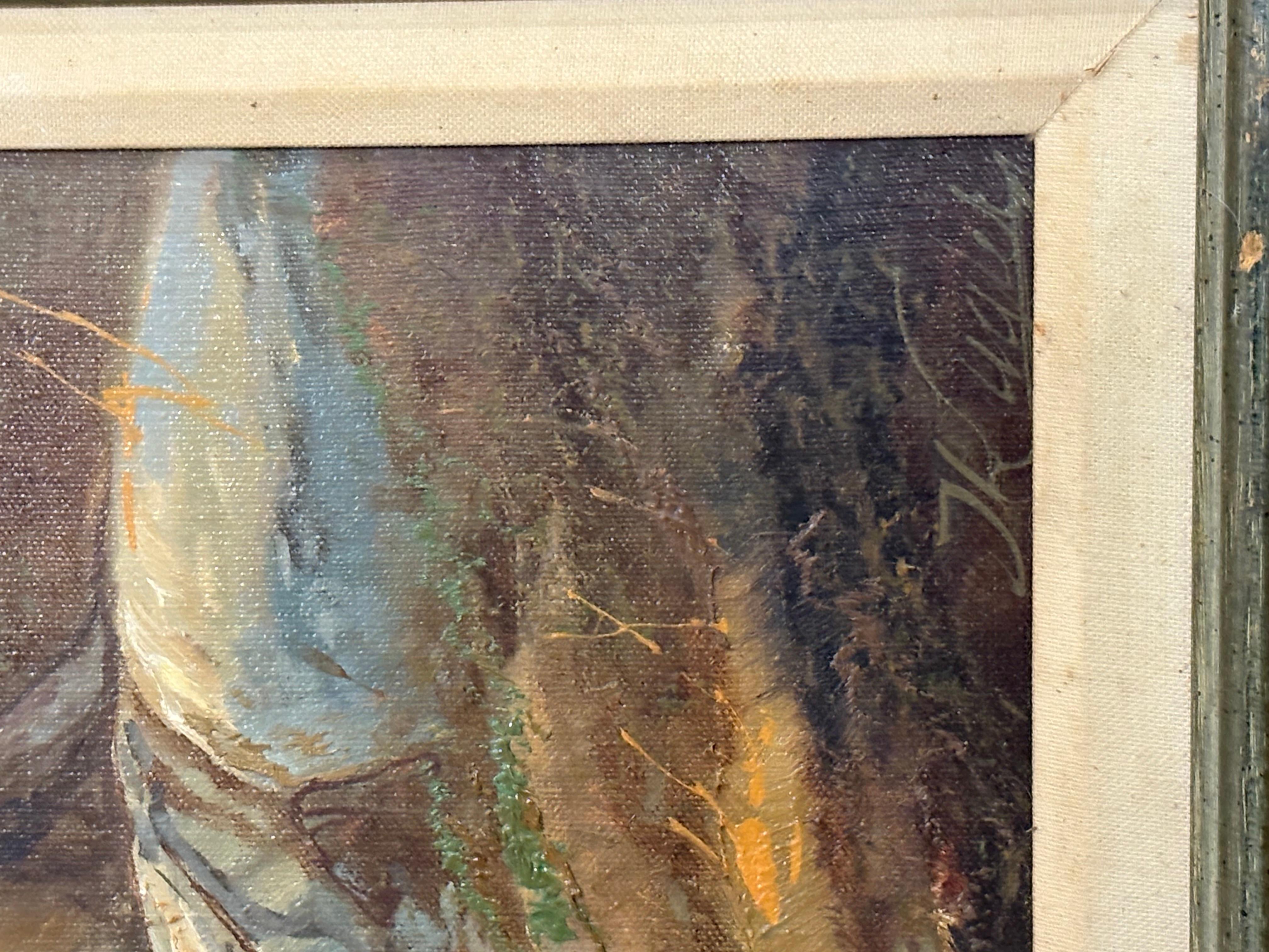 Josef Kugler (1913 - 2011) was active/lived in Germany, Austria. Josef Kugler is known for Forest, Alpine, coastal and landscape painting

Forrest scene Painting image is 19 x 23 condition is excellent matting has foxing