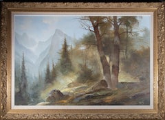 Josef Kugler (1913-2011) – Österreichisches Ölgemälde, Bergwald, Mitte des 20. Jahrhunderts