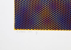 Purple/Yellow, OP Art Screenprint by Josef Levi, 1970