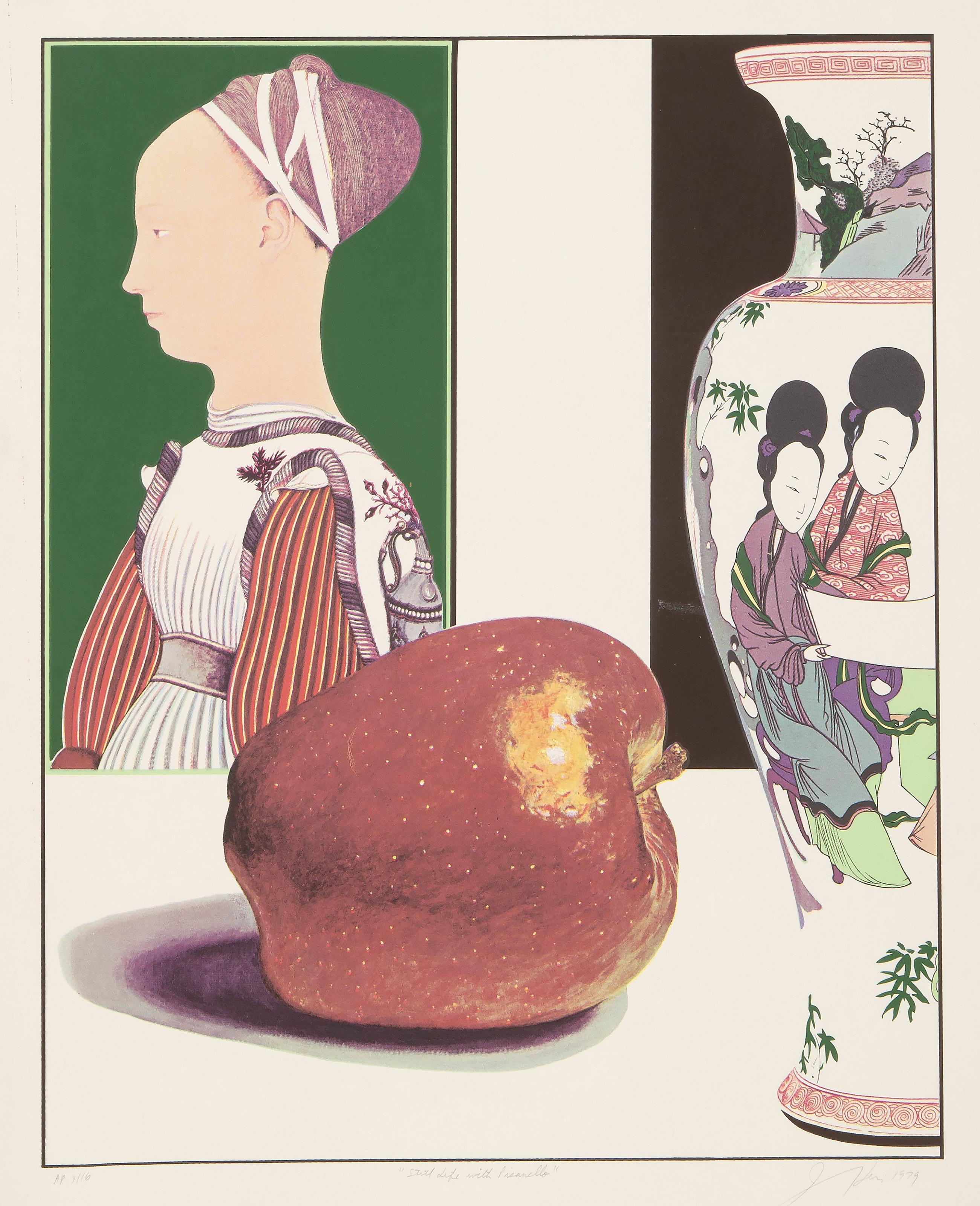  Josef Levi, American (1938 - ) -  Still Life with Pisanello, Year: 1979, Medium: Screenprint on Arches, signed, titled, dated and numbered in pencil, Edition: AP 4/16, Image Size: 19.5 x 15.5 inches, Size: 25.25 x 21 in. (64.14 x 53.34 cm) 