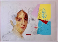 Retro Still Life with Sully and Warhol, Pop Art Mixed Media Signed Painting Drawing