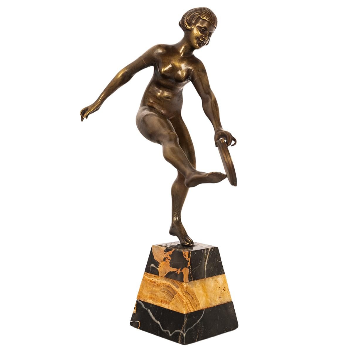 Antike Art Deco Bronze Skulptur Statue Weiblicher Akt Tänzer Josef Lorenzl 1925 im Angebot 11