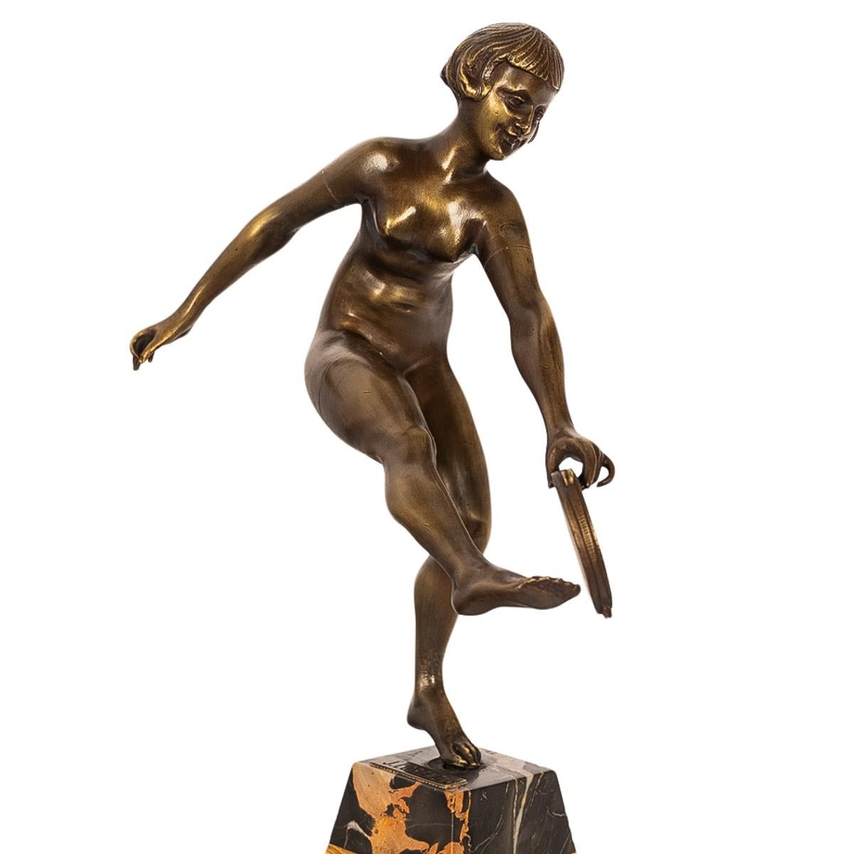 Antike Art Deco Bronze Skulptur Statue Weiblicher Akt Tänzer Josef Lorenzl 1925 im Angebot 12