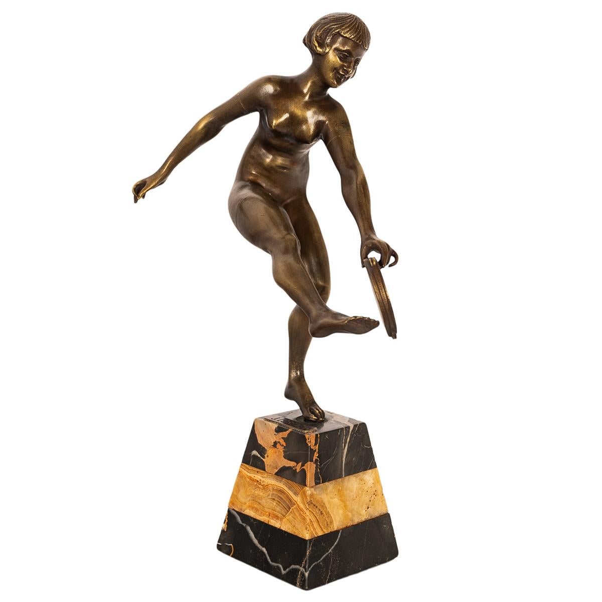 Statue ancienne de danseuse nue féminine Josef Lorenzl en bronze Art déco 1925 en vente 13