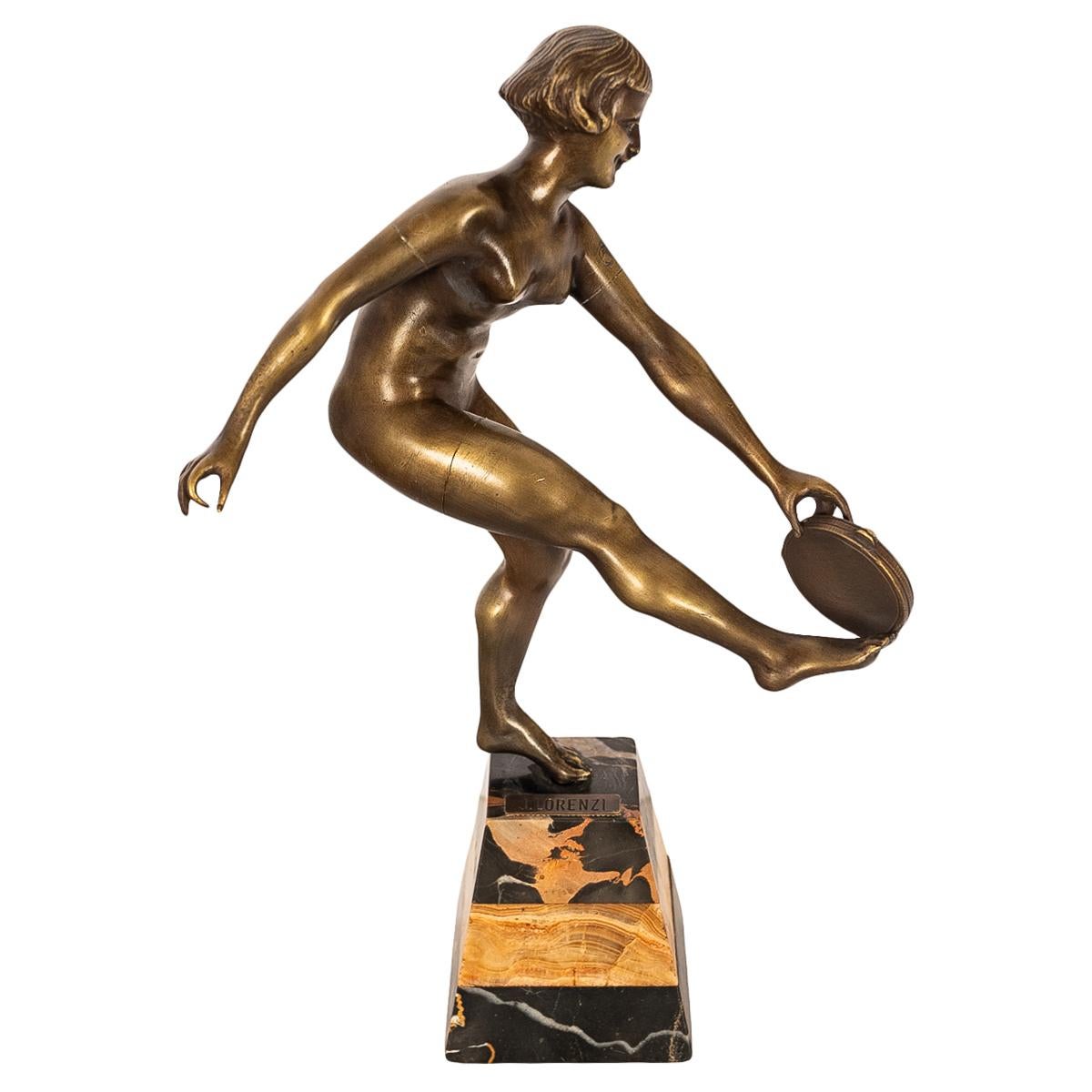 Antike Art Deco Bronze Skulptur Statue Weiblicher Akt Tänzer Josef Lorenzl 1925 im Angebot 4