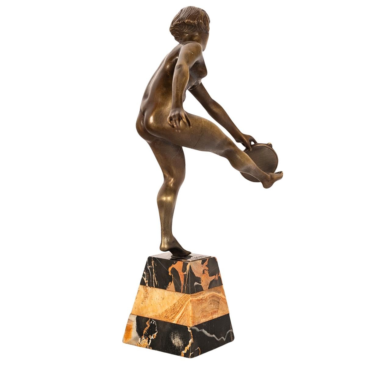 Statue ancienne de danseuse nue féminine Josef Lorenzl en bronze Art déco 1925 en vente 5