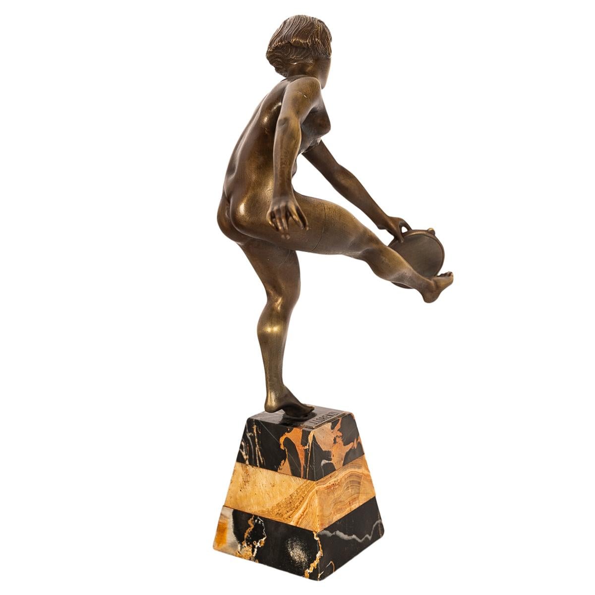 Statue ancienne de danseuse nue féminine Josef Lorenzl en bronze Art déco 1925 en vente 6