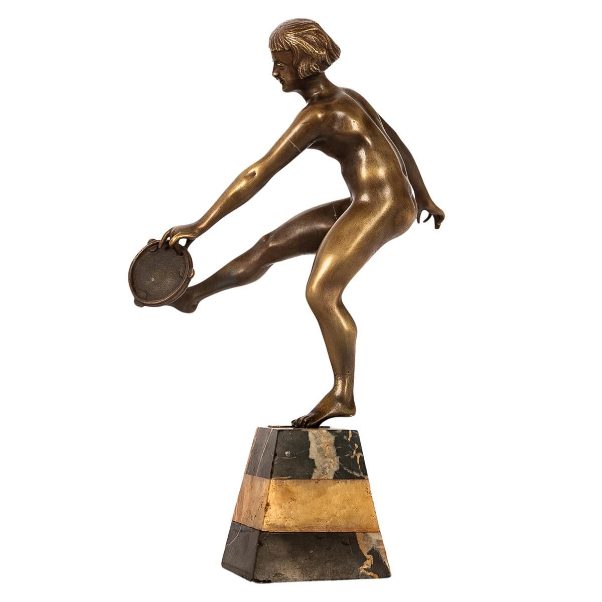 Statue ancienne de danseuse nue féminine Josef Lorenzl en bronze Art déco 1925 en vente 8