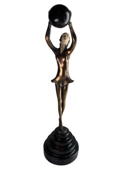 Josef Lorenzl Art Deco Bronze Female Dancer Figurative Sculpture