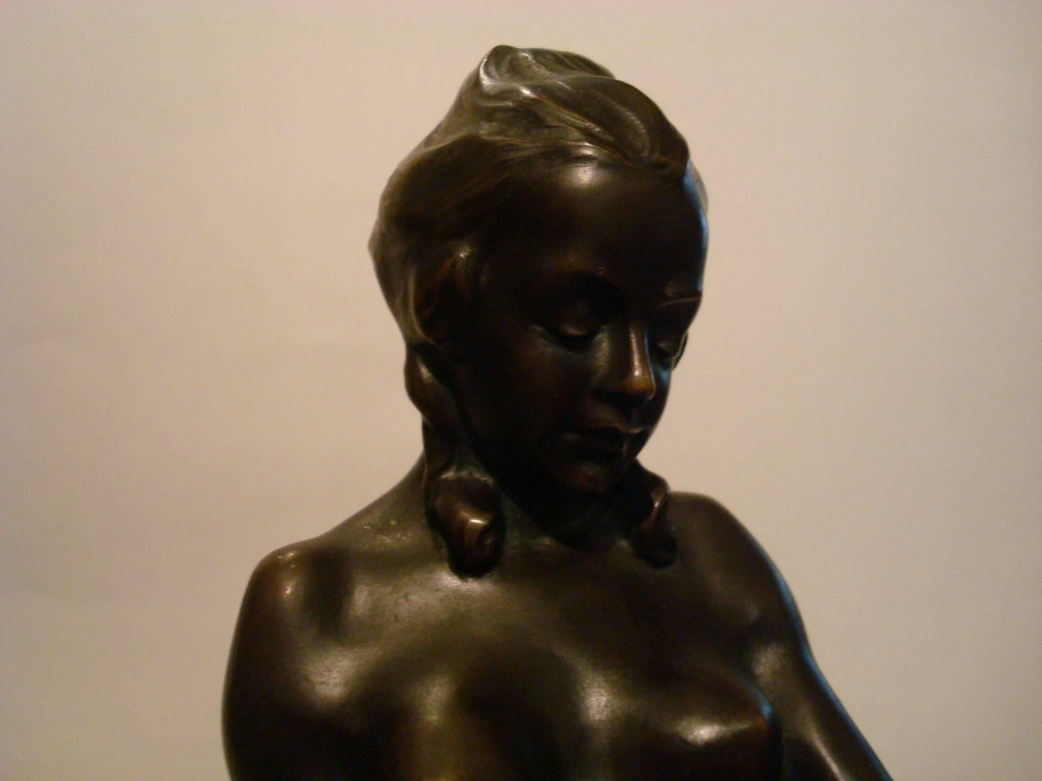 Josef Lorenzl Pair of Bronze Bookends, Naked Lady, Austria, 1920 3