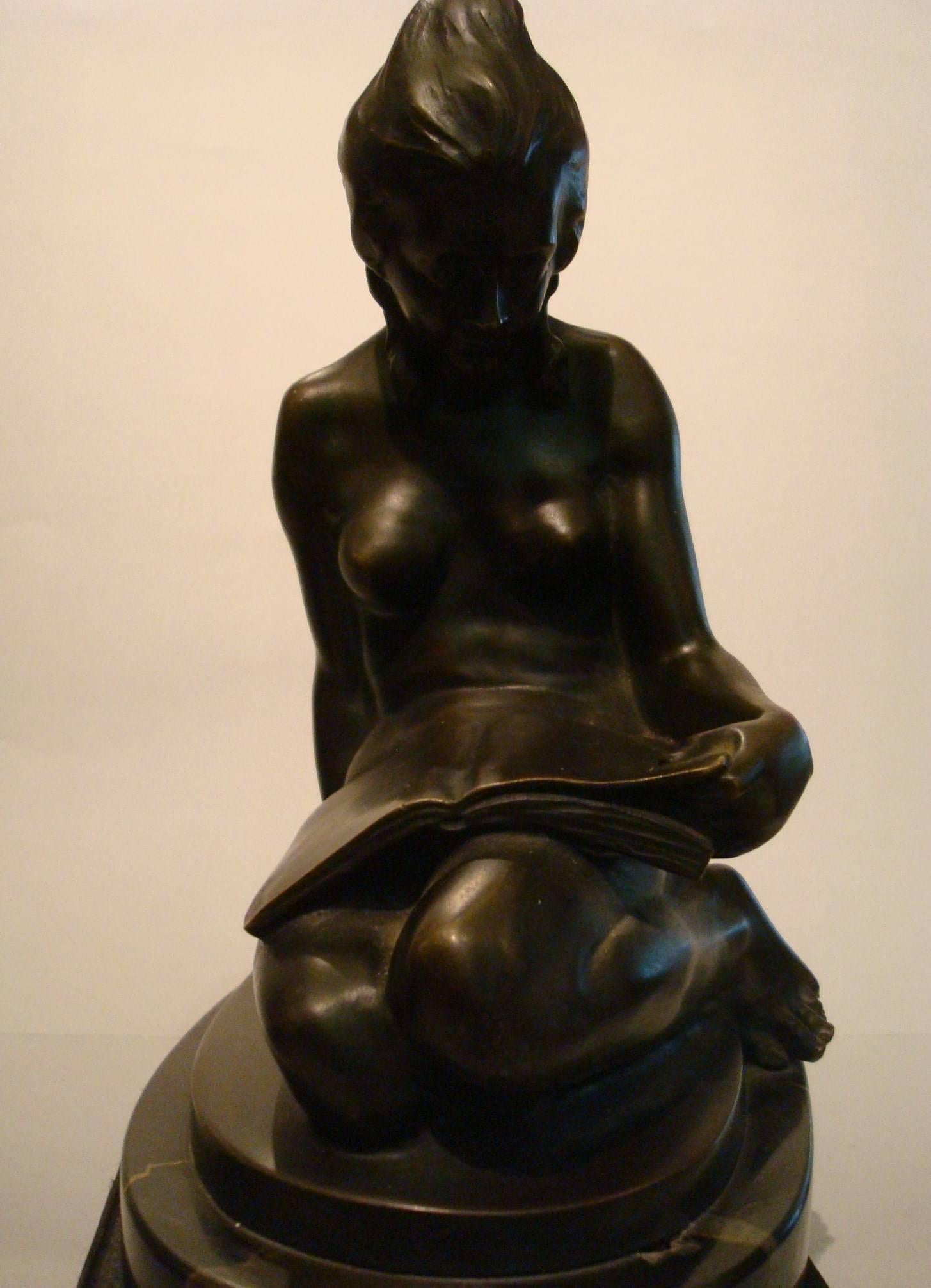 Josef Lorenzl Pair of Bronze Bookends, Naked Lady, Austria, 1920 5