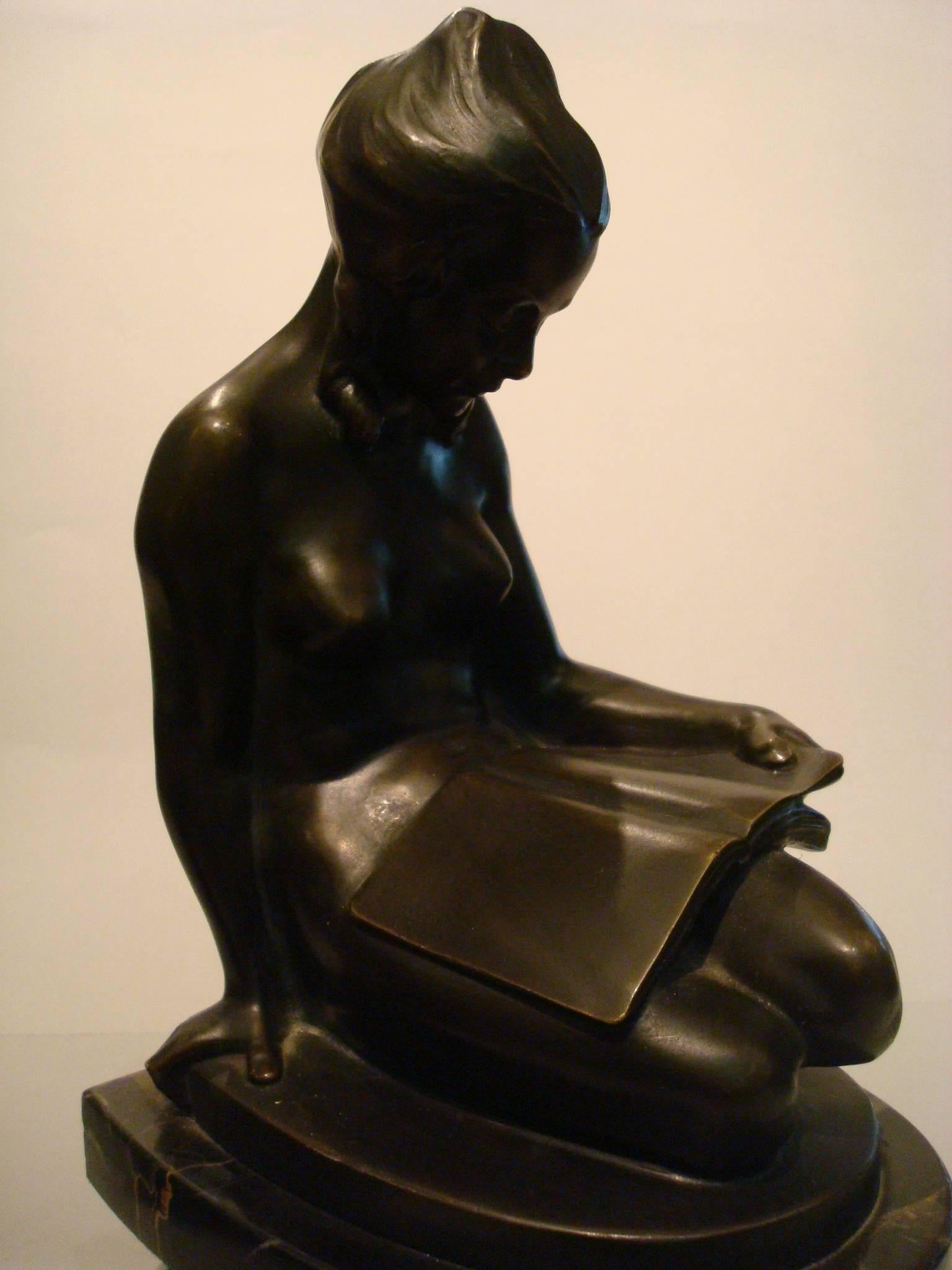 Josef Lorenzl Pair of Bronze Bookends, Naked Lady, Austria, 1920 11