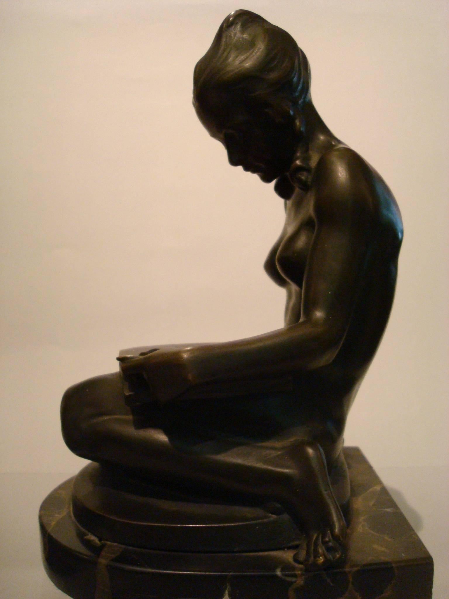 Josef Lorenzl Pair of Bronze Bookends, Naked Lady, Austria, 1920 1