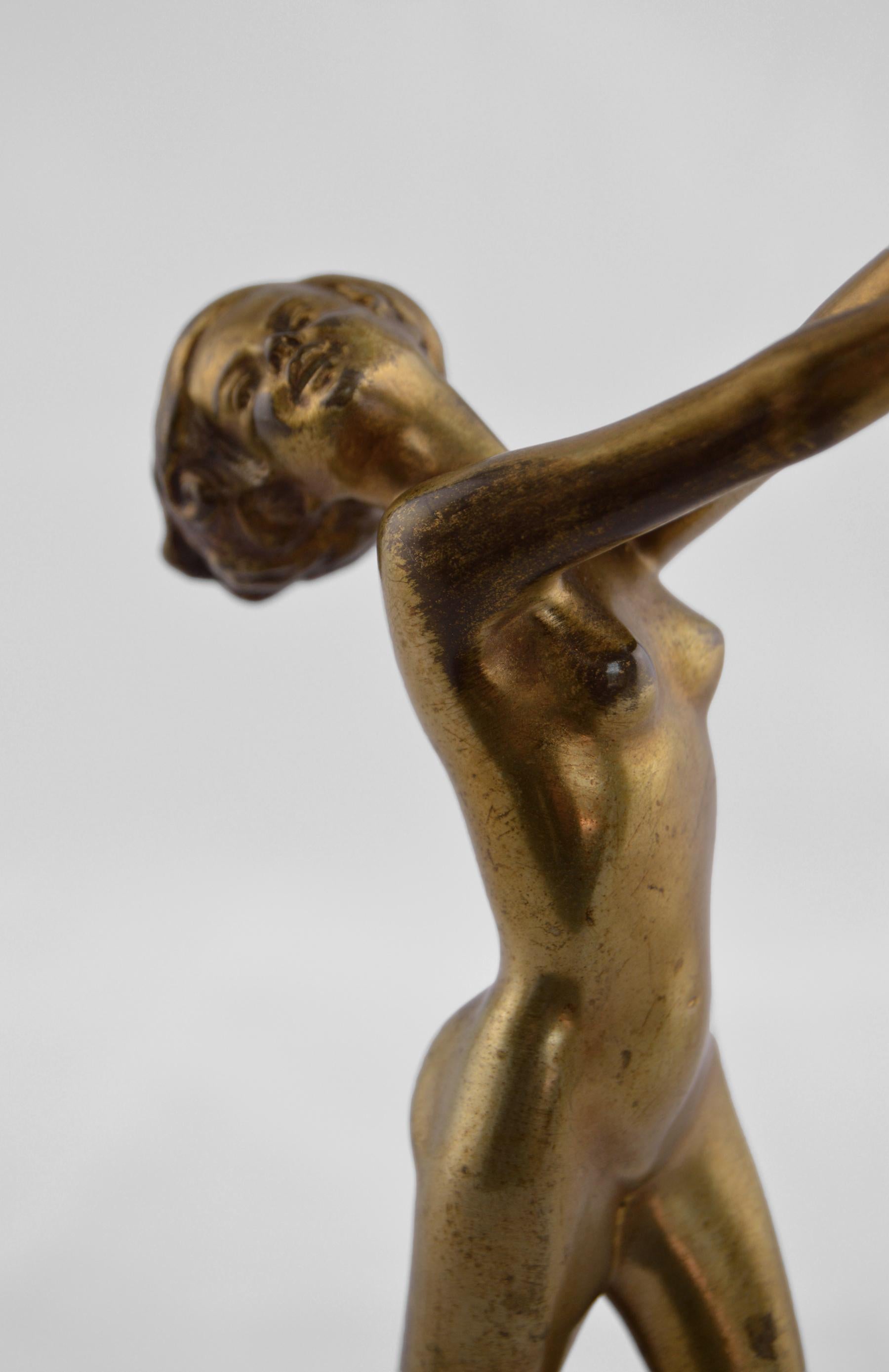 Art Deco Bronze Sculpture  - Gold Figurative Sculpture by Josef Lorenzl