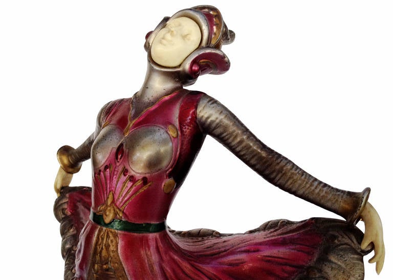 Josef Lorenzl Style Spelter and Onyx Dancer Style Statue For Sale 1