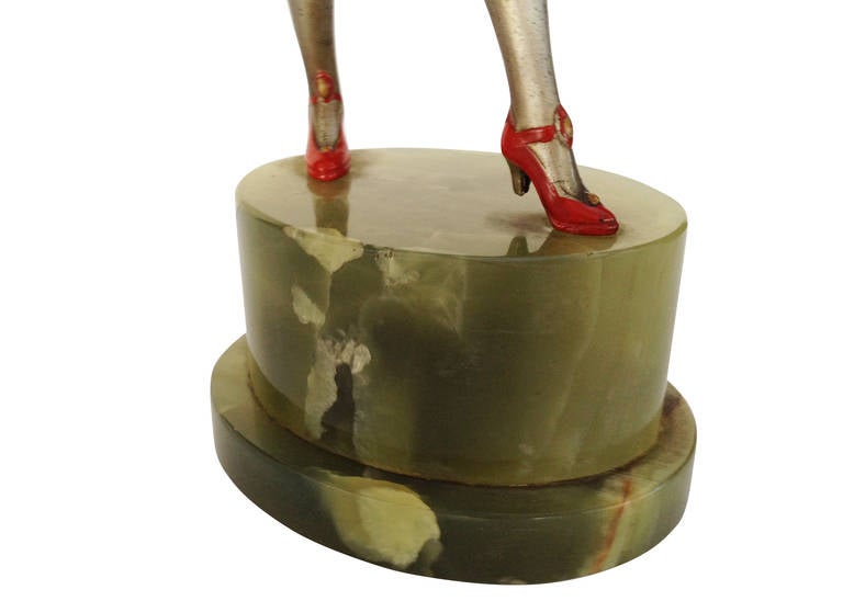 Josef Lorenzl Style Spelter and Onyx Dancer Style Statue For Sale 3