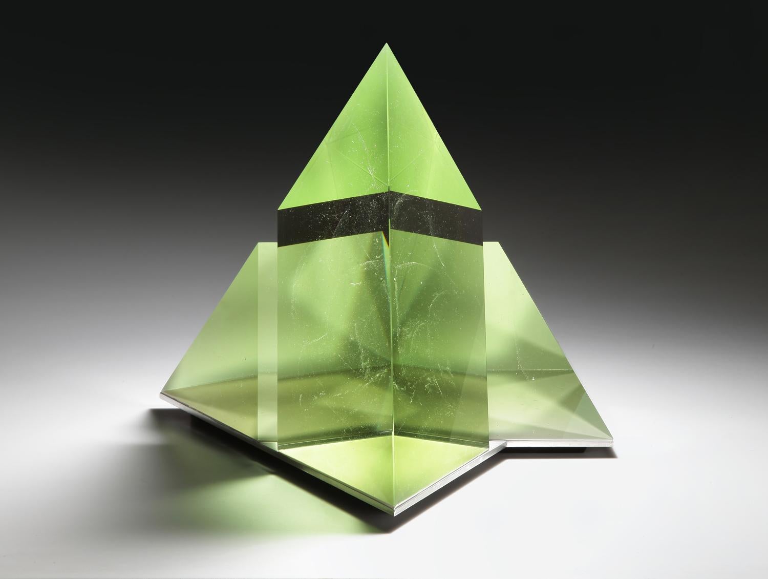 Josef Marek Abstract Sculpture - "Clean" cast glass sculpture