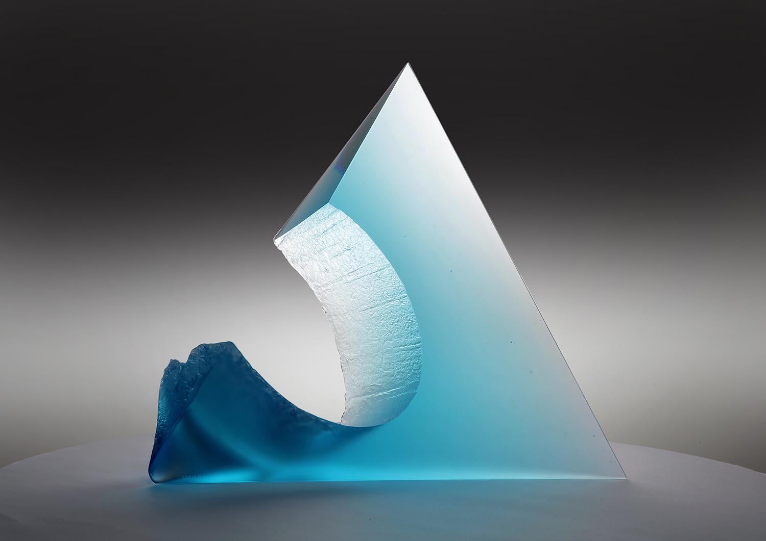 Josef Marek Abstract Sculpture - "Eye of the Mountain" cast glass sculpture