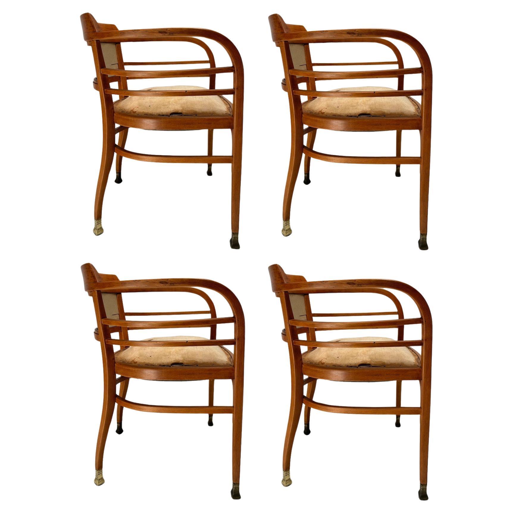 Josef Maria Olbrich, set di 4 poltrone per Thonet, Austria, 1910