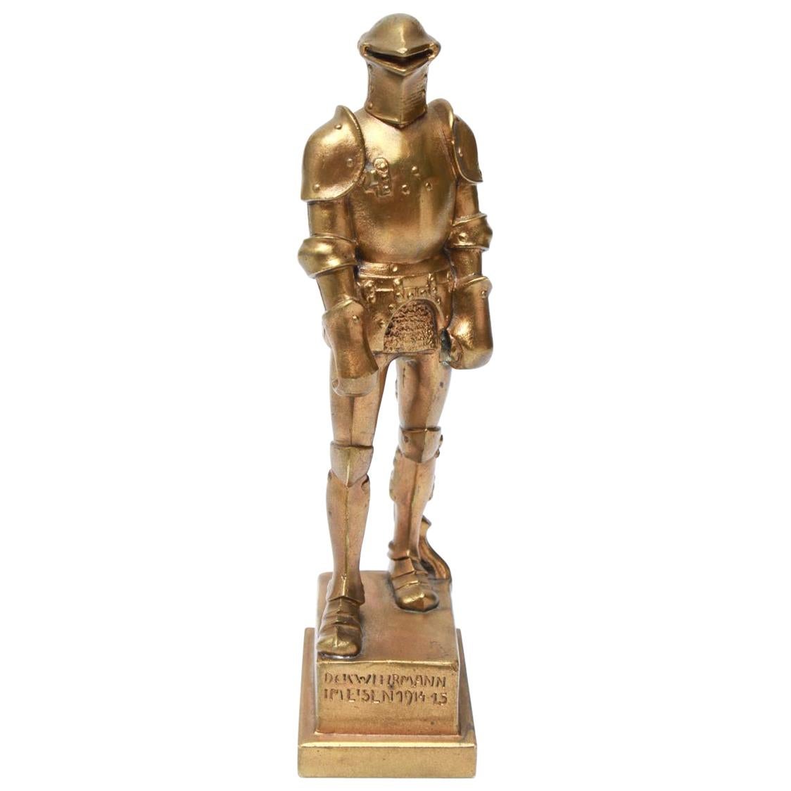 Josef Muellner WWI Militaria Cast Iron Figure of a Knight in Armor