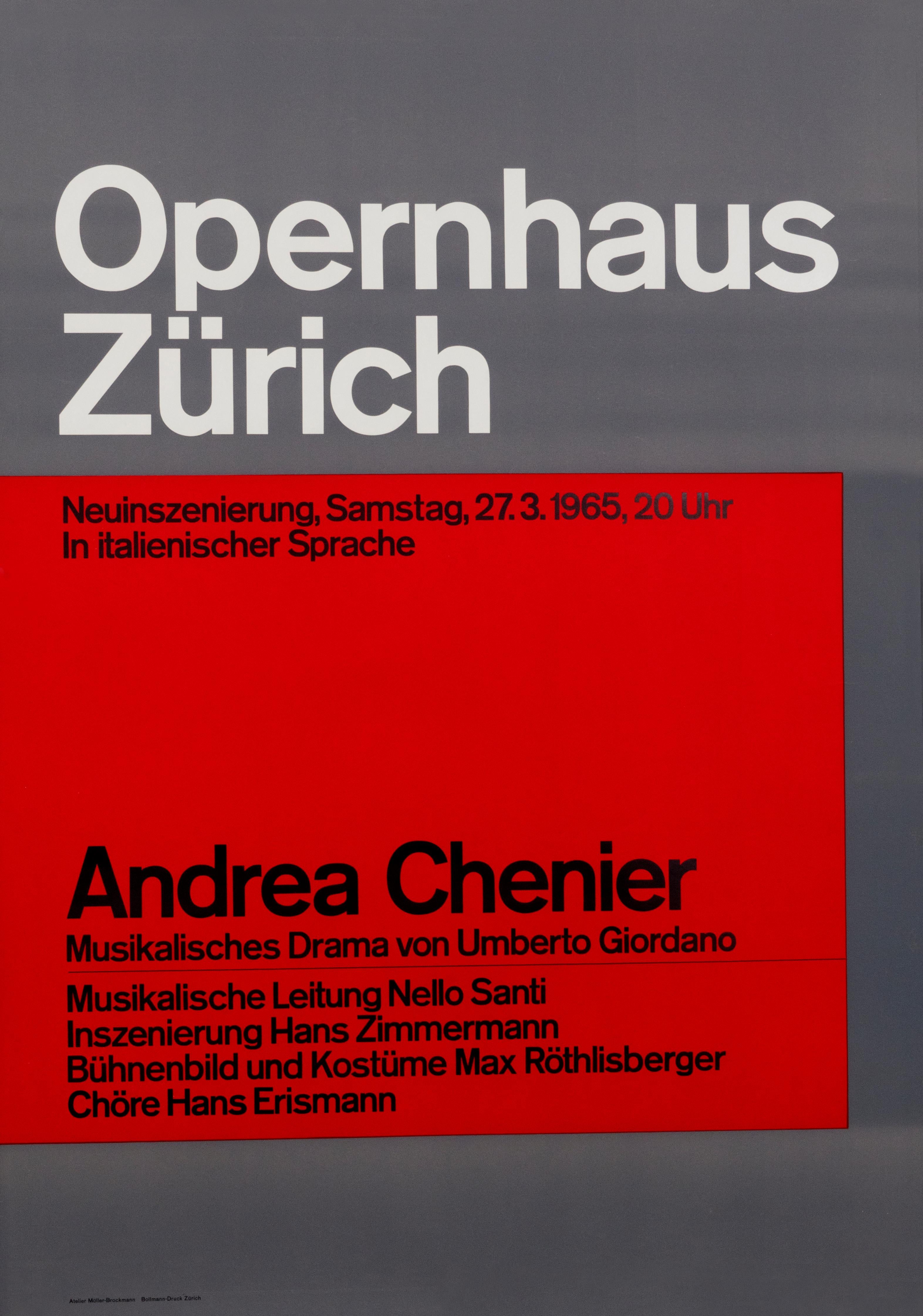 "Opernhaus Zurich - Andrea Chenier" Opera Typographic Original Vintage Poster - Print by Josef Müller-Brockmann
