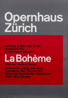 "Opernhaus Zurich -  La Boheme" Swiss Puccini Opera Original Vintage Poster