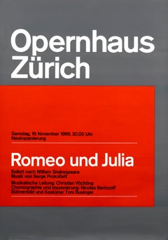 "Opernhaus Zurich - Romeo and Juliet" Ballet Typographic Original Vintage Poster