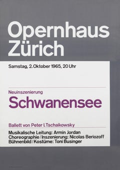"Opernhaus Zurich - Swan Lake" Swiss Ballet Typographic Original Vintage Poster