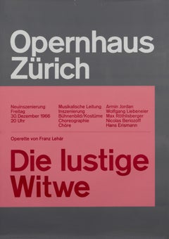 "Opernhaus Zurich - The Merry Widow" Opera Typographic Original Vintage Poster