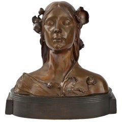 Josef Öfner Austrian Art Nouveau Bust of Ophelia
