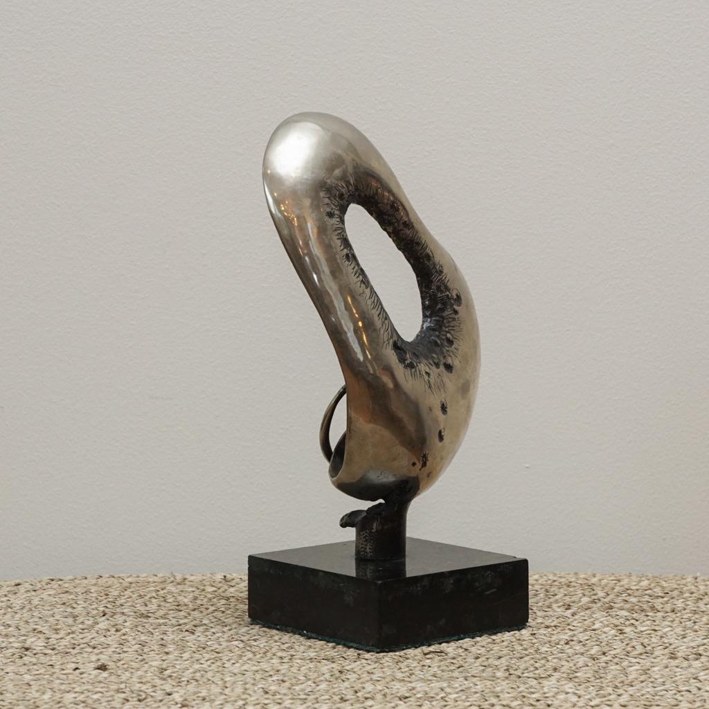 Organic Modern Josef Patriska Cast Nickel and Agate Table Sculpture For Sale